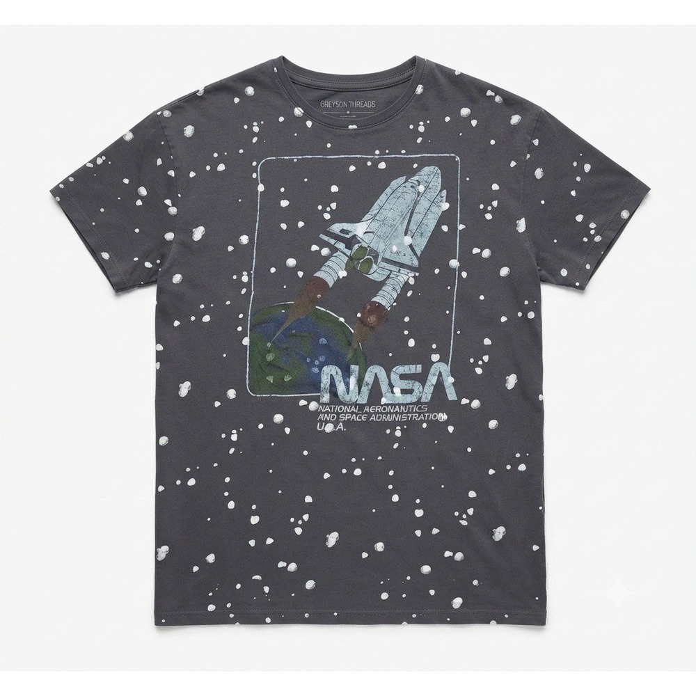 Grayson Threads NASA Space Graphic Tee Gray Short Sleeve Shirt Womens XS